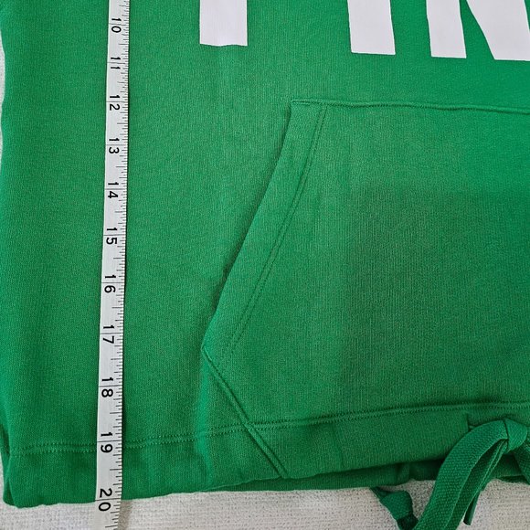 Victoria’s Secret PINK fleece cropped cinched campus hoodie size Medium Green - Picture 8 of 12